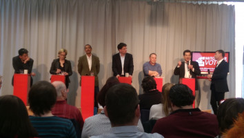 v.l.n.r.: Gregor Tschung, Natascha Kohnen, Uli Aschenbrenner, Florian von Brunn, Markus Käser, Klaus Barthel, Moderator