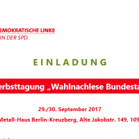 DL21/spw-Herbsttagung „Wahlnachlese Bundestagwahl 2017“ 29. September: 19:00 - 30. September: 17:00